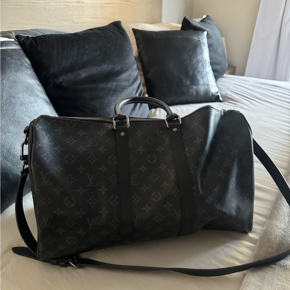 Louis Vuitton Black Monogram Keepall Duffel Bag